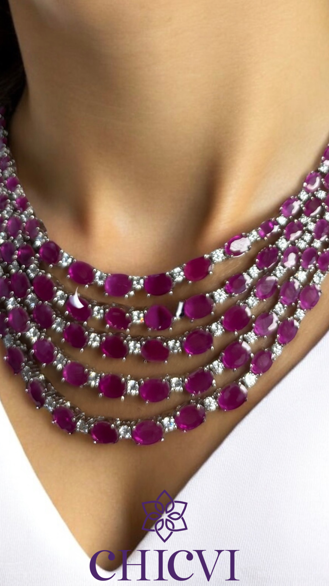 Crimson Cascade Ruby Necklace Set