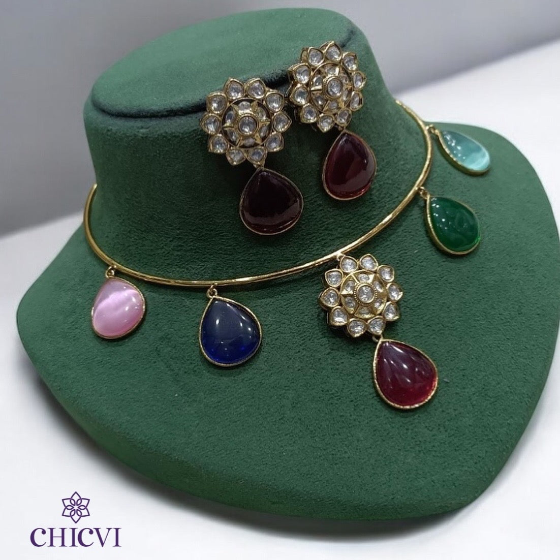 Multi Coloured Charm Drop Necklace