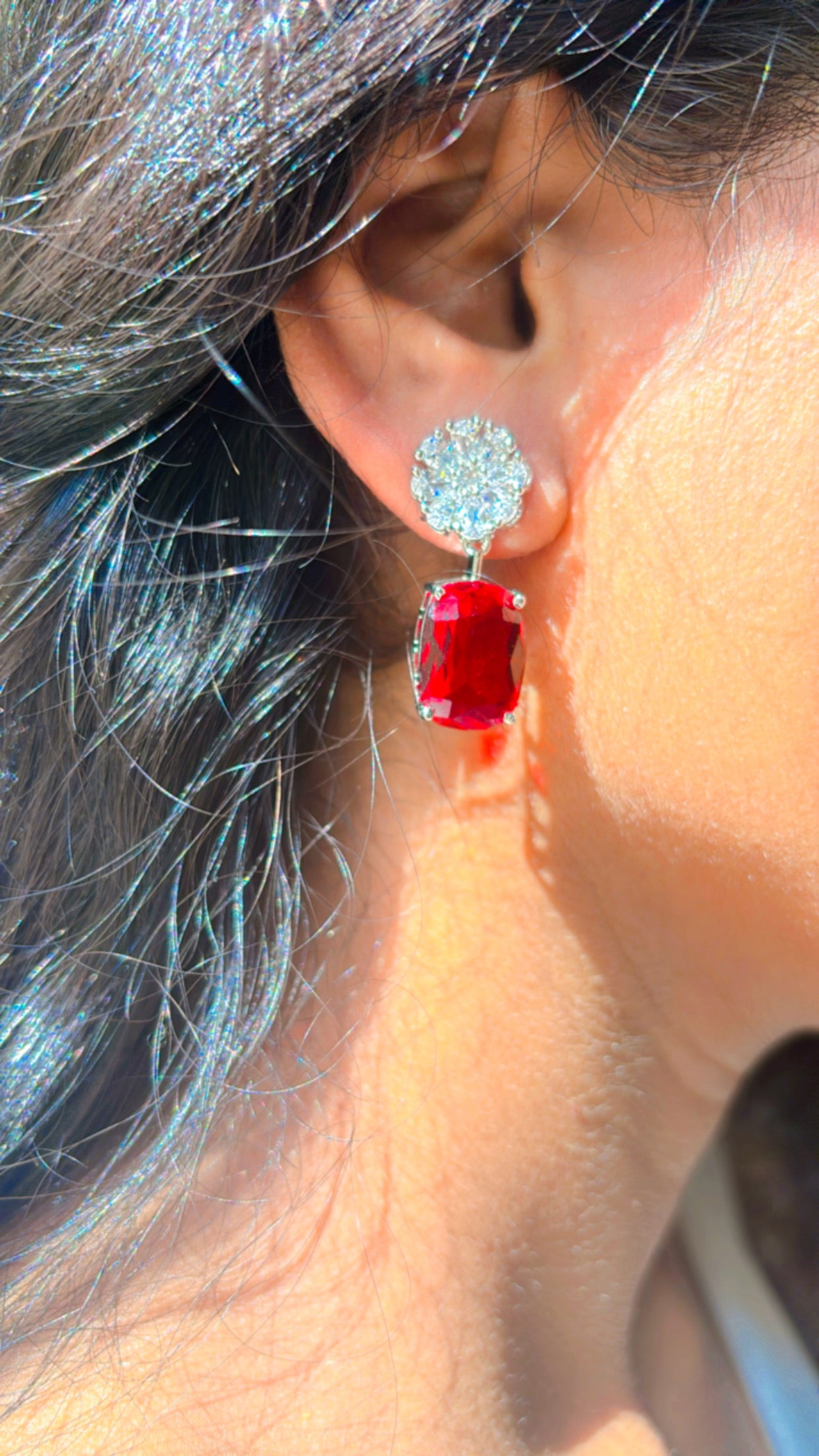 Crimson Cascade Drop Earrings