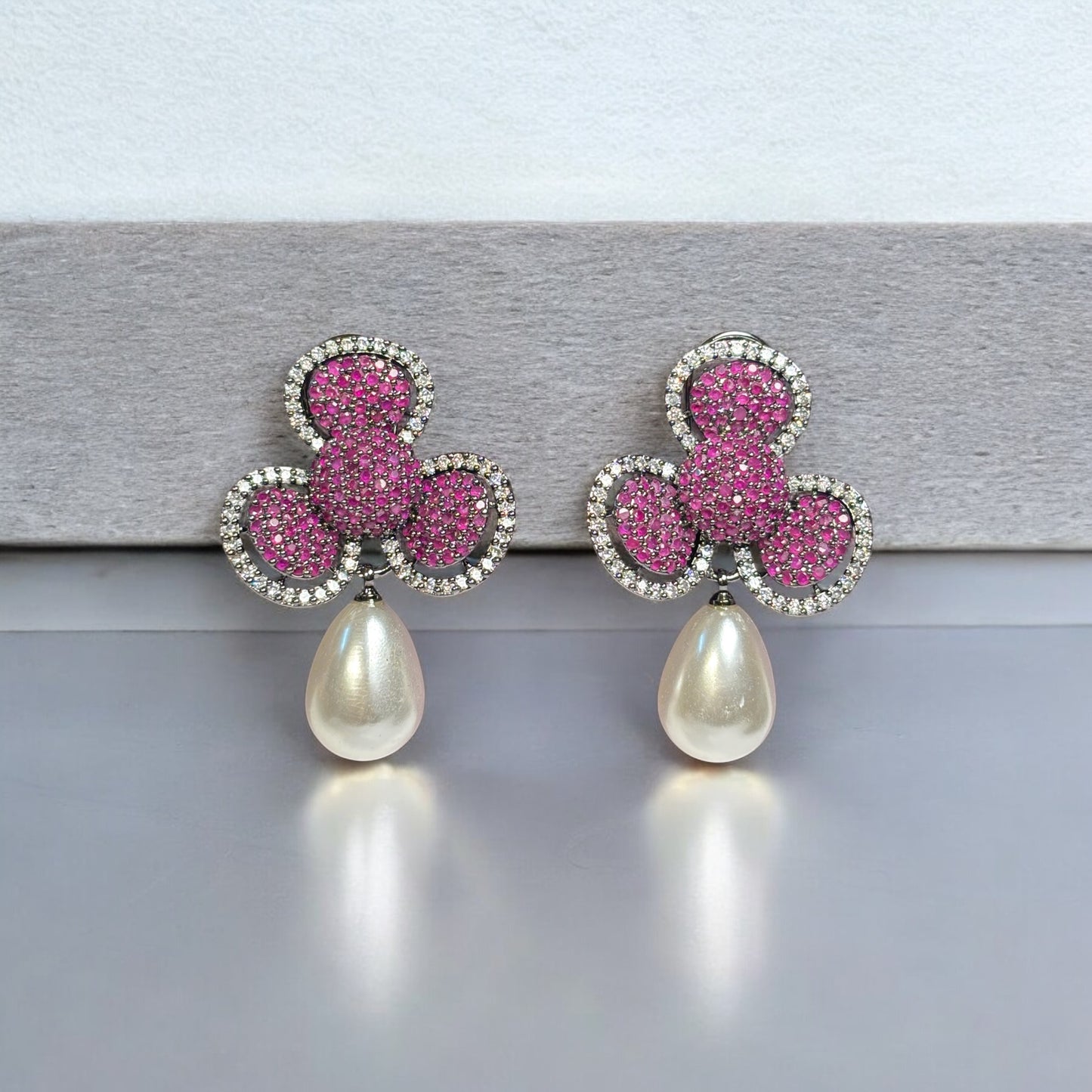 Mirza Floral Pearl Drop Earrings