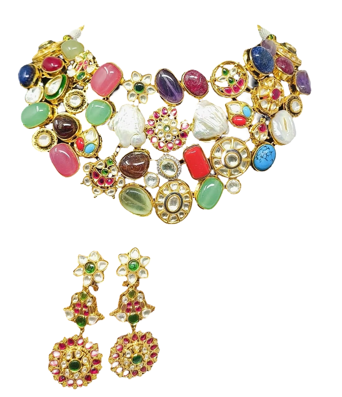 Beaded Mosaic Necklace Fusion Set