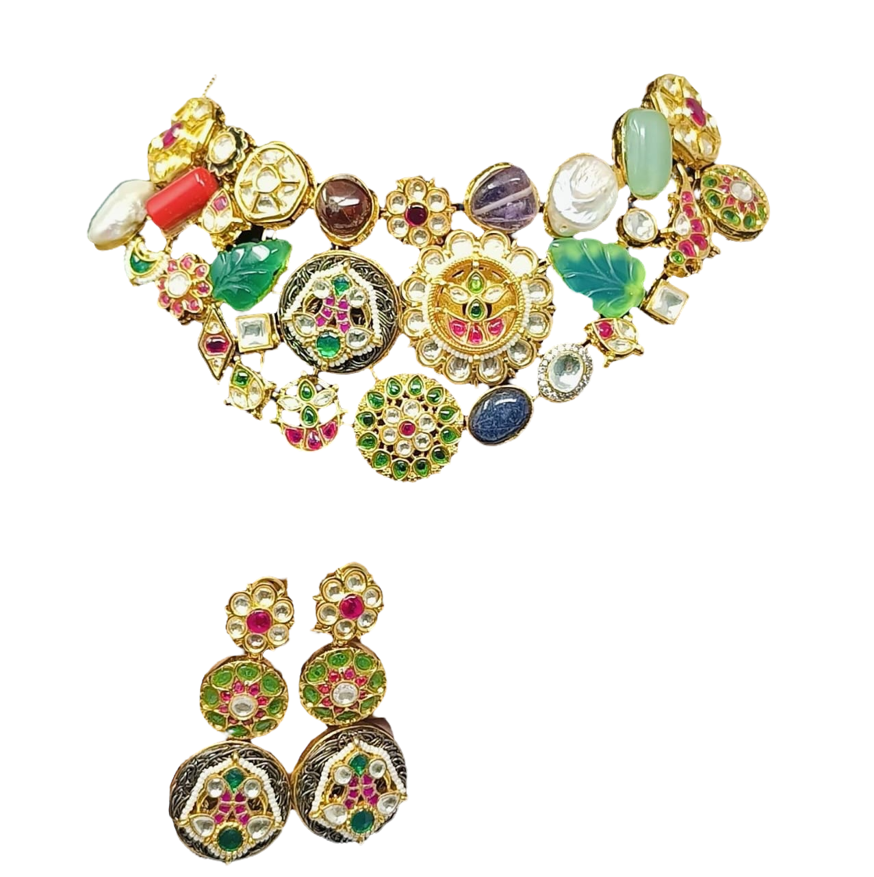 Beaded Mosaic Necklace Fusion Set