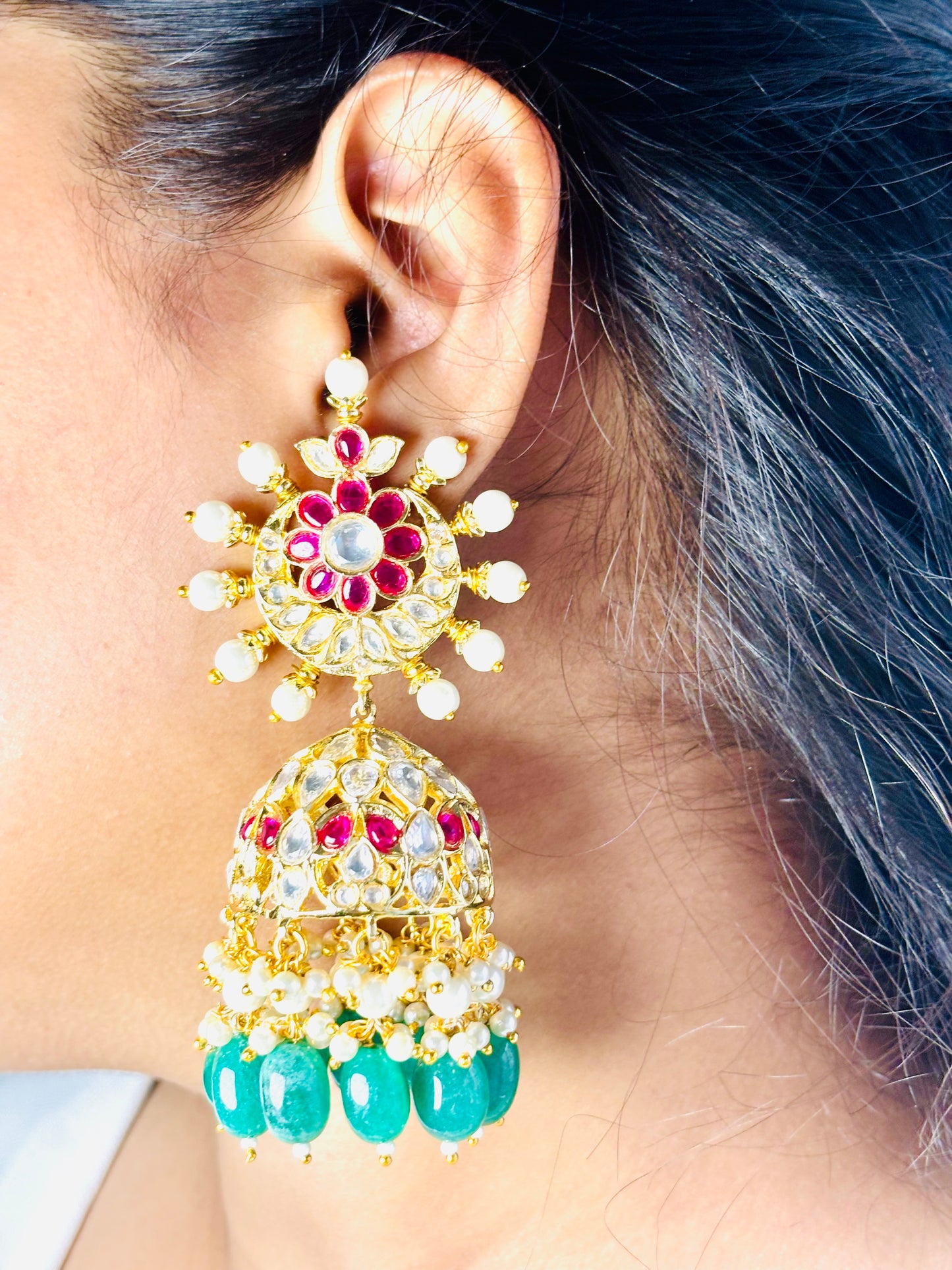 Nishita Meenakari Polki Earrings