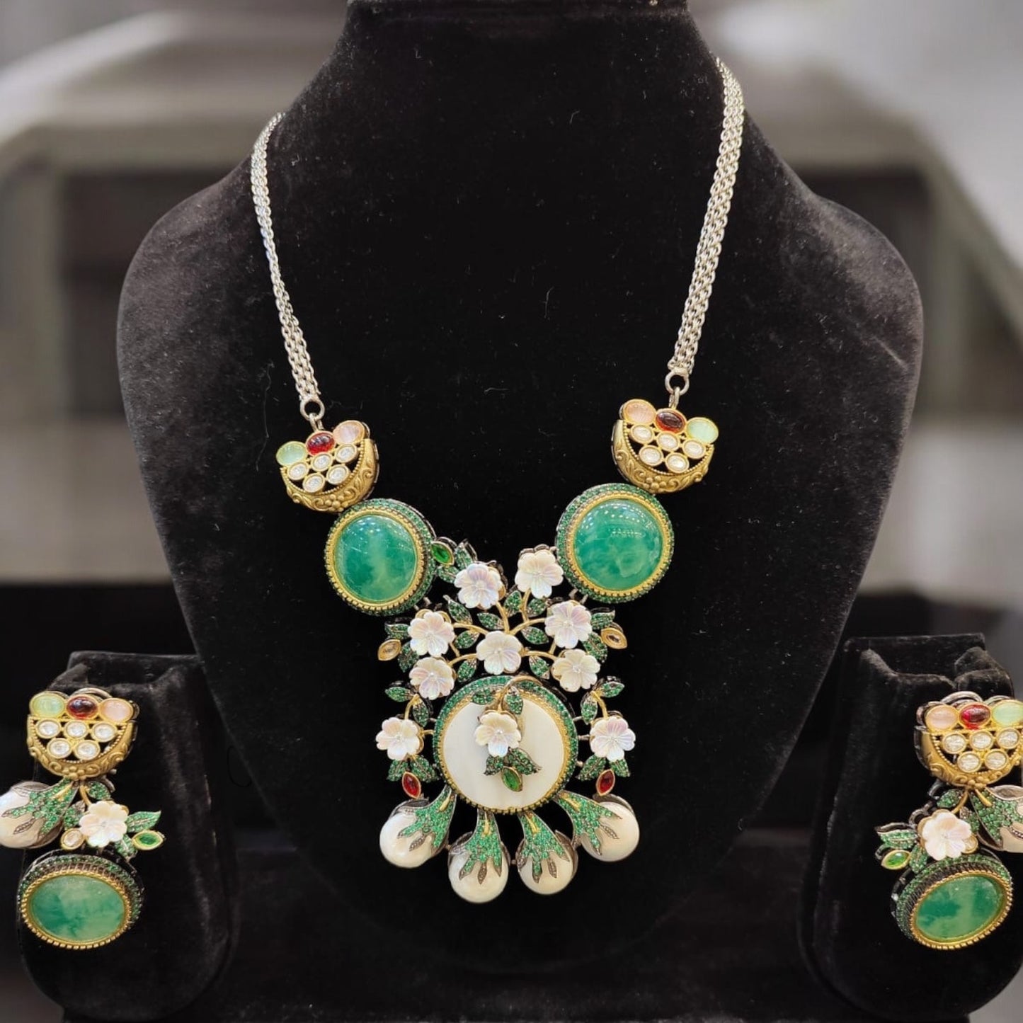 Floral Beaded Multicolor Pendant