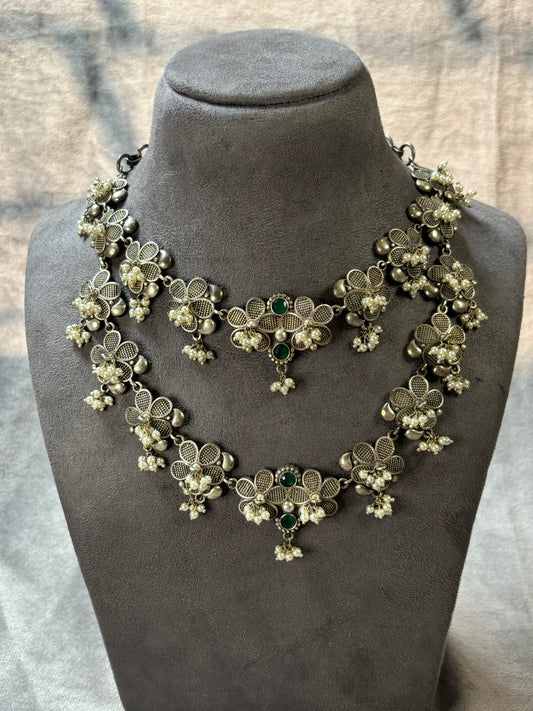 Floral Oxidised Necklace