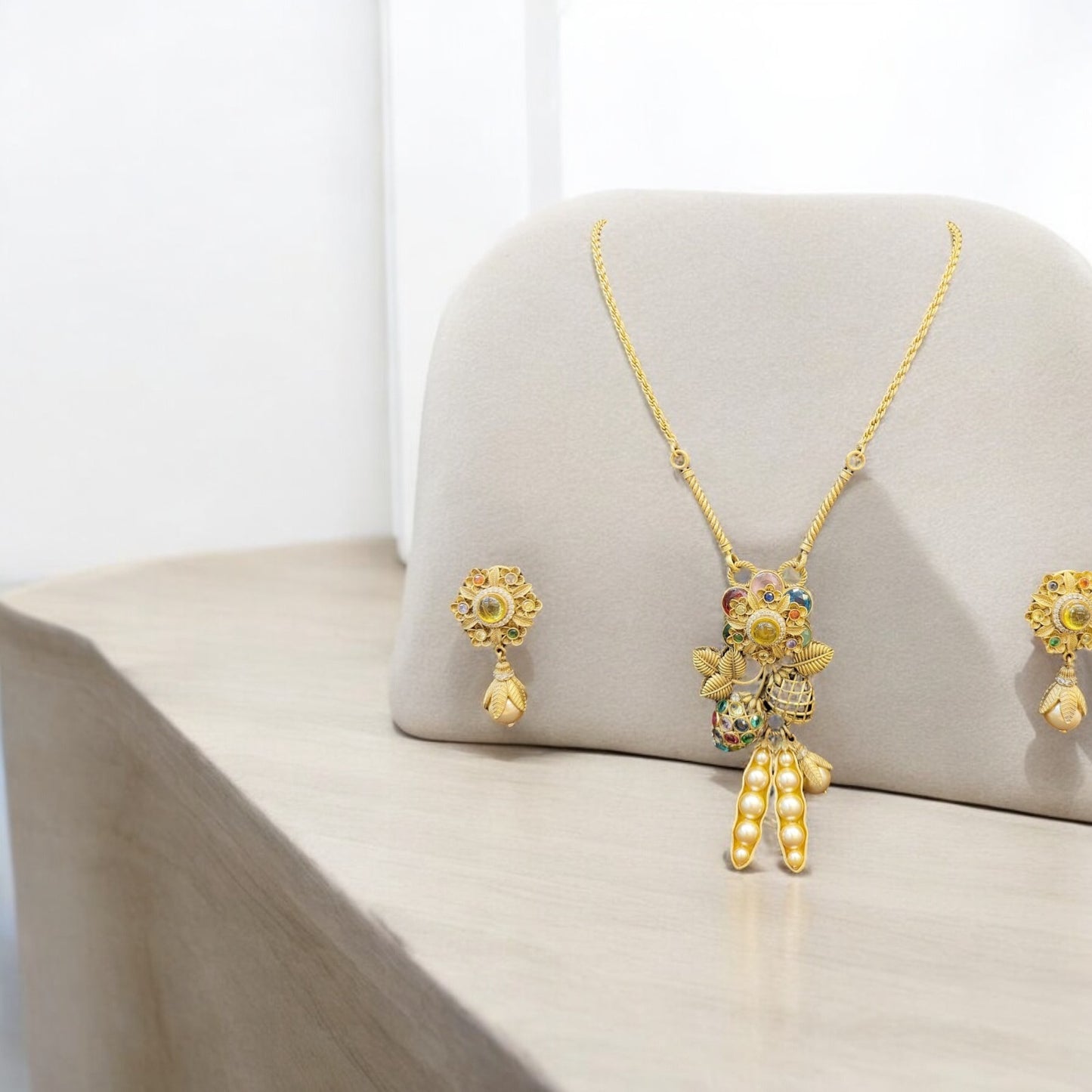 Golden floral pendant