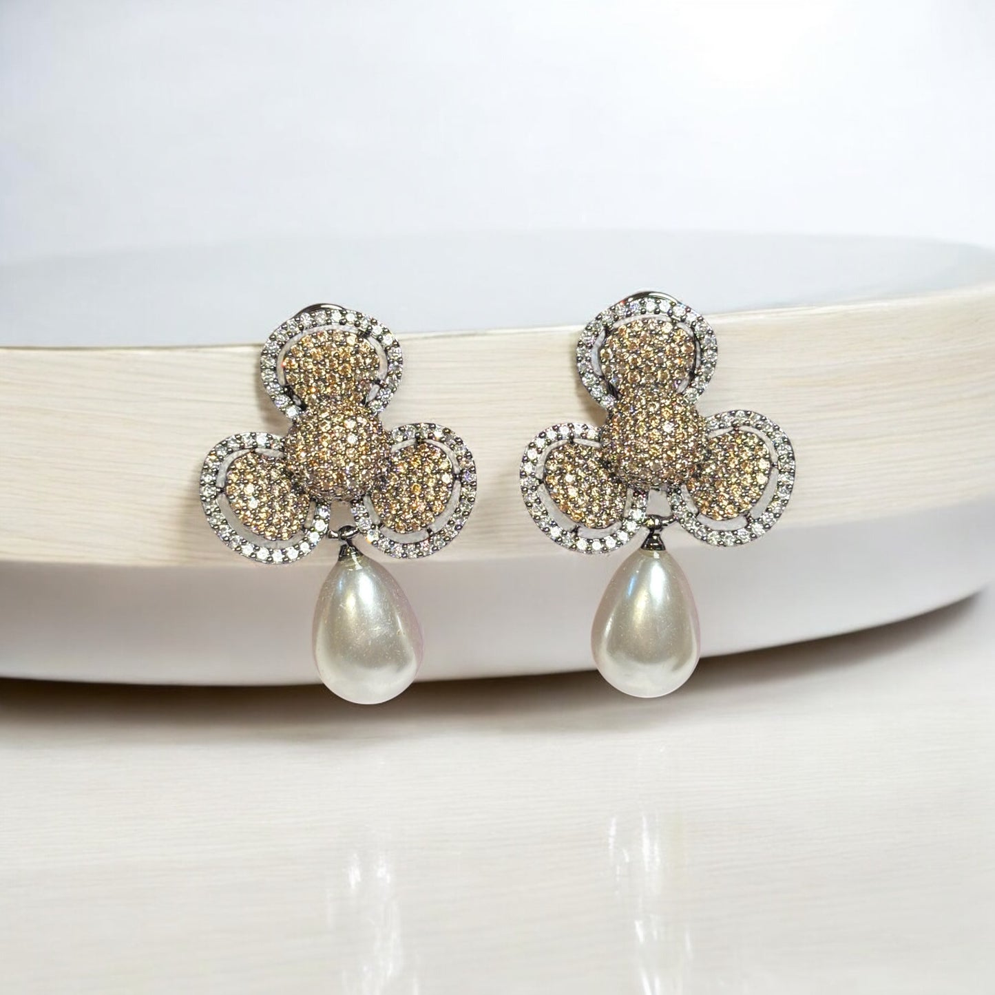 Mirza Floral Pearl Drop Earrings