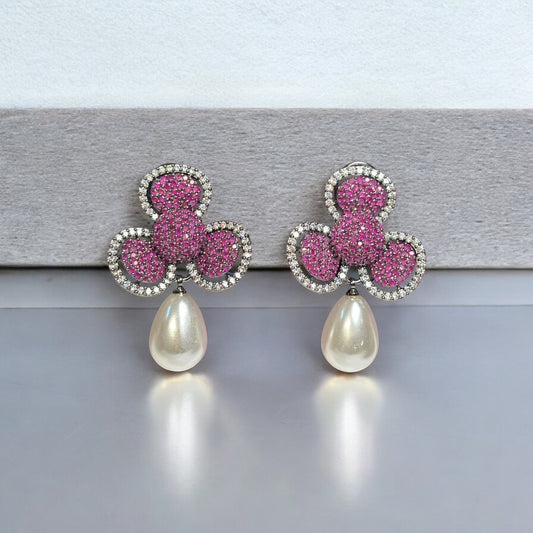 Mirza Floral Pearl Drop Earrings