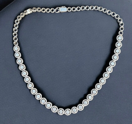pure silver diamond tennis necklace set