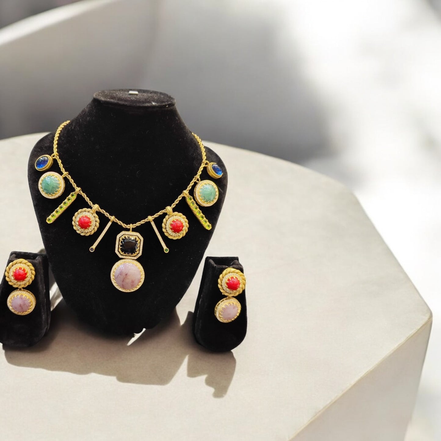 Multicolor Gemstone Necklace Set