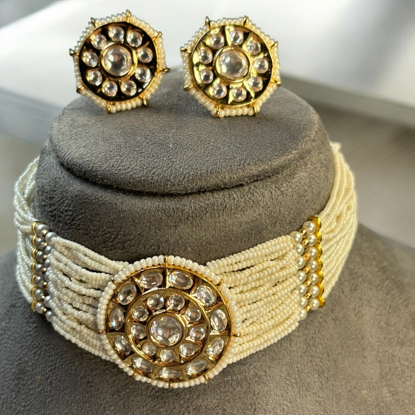 Draupati polki pearl choker